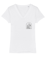 Zodiac minimalist geometric - Zodia Fecioară Tricou mânecă scurtă guler V Damă Evoker