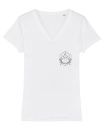 Zodiac minimalist geometric - Zodia Rac Tricou mânecă scurtă guler V Damă Evoker