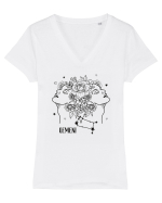 Zodiac Floral - Zodia Gemeni Tricou mânecă scurtă guler V Damă Evoker