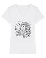 Zodiac Floral - Zodia Leu Tricou mânecă scurtă guler V Damă Evoker