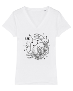 Zodiac Floral - Zodia Rac Tricou mânecă scurtă guler V Damă Evoker