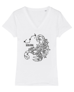 Zodiac Floral - Zodia Scorpion Tricou mânecă scurtă guler V Damă Evoker