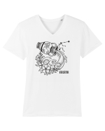 Zodiac Floral - Zodia Vărsător Tricou mânecă scurtă guler V Bărbat Presenter
