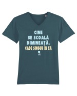 CINE SE SCOALA DE DIMINEATA...CADE SINGUR IN EA :D Tricou mânecă scurtă guler V Bărbat Presenter