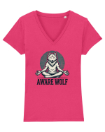Aware wolf Tricou mânecă scurtă guler V Damă Evoker