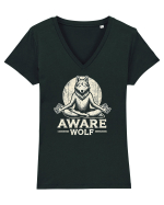 Aware wolf Tricou mânecă scurtă guler V Damă Evoker