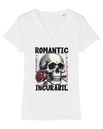 Romantic incurabil - Schelet craniu cu trandafir in gura White