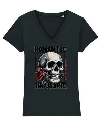 Romantic incurabil - Schelet craniu cu trandafir in gura Black