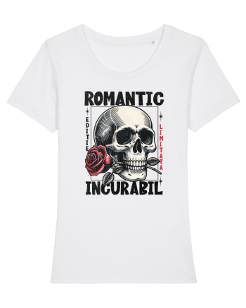 Romantic incurabil - Schelet craniu cu trandafir in gura White
