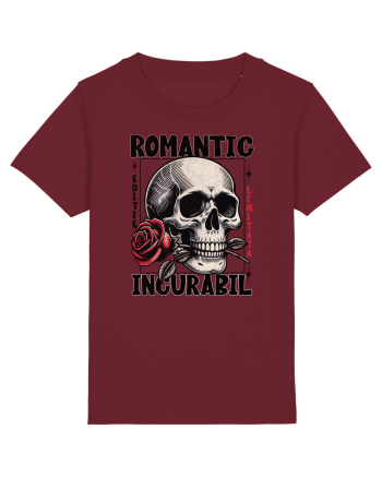 Romantic incurabil - Schelet craniu cu trandafir in gura Burgundy