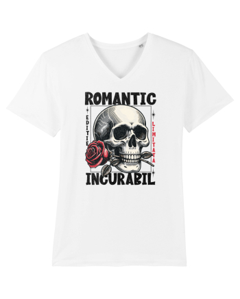 Romantic incurabil - Schelet craniu cu trandafir in gura White