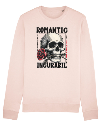 Romantic incurabil - Schelet craniu cu trandafir in gura Candy Pink