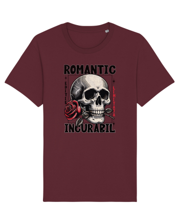Romantic incurabil - Schelet craniu cu trandafir in gura Burgundy