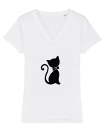Pisica eleganta Tricou mânecă scurtă guler V Damă Evoker