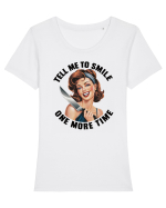 pentru soție cu atitudine - Tell me to smile one more time Tricou mânecă scurtă guler larg fitted Damă Expresser