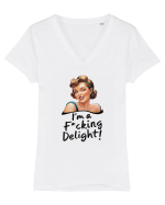 pentru femei cu atitudine - I am a delight Tricou mânecă scurtă guler V Damă Evoker