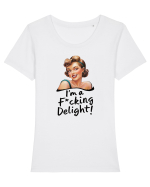 pentru femei cu atitudine - I am a delight Tricou mânecă scurtă guler larg fitted Damă Expresser