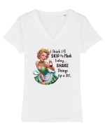 pentru femei cu atitudine - I think I will skip my meds today Tricou mânecă scurtă guler V Damă Evoker