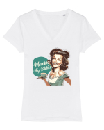 pentru femei cu atitudine - Morning my bitches Tricou mânecă scurtă guler V Damă Evoker