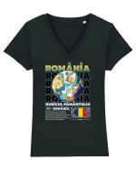 Romania - Buricul Pamantului Tricou mânecă scurtă guler V Damă Evoker