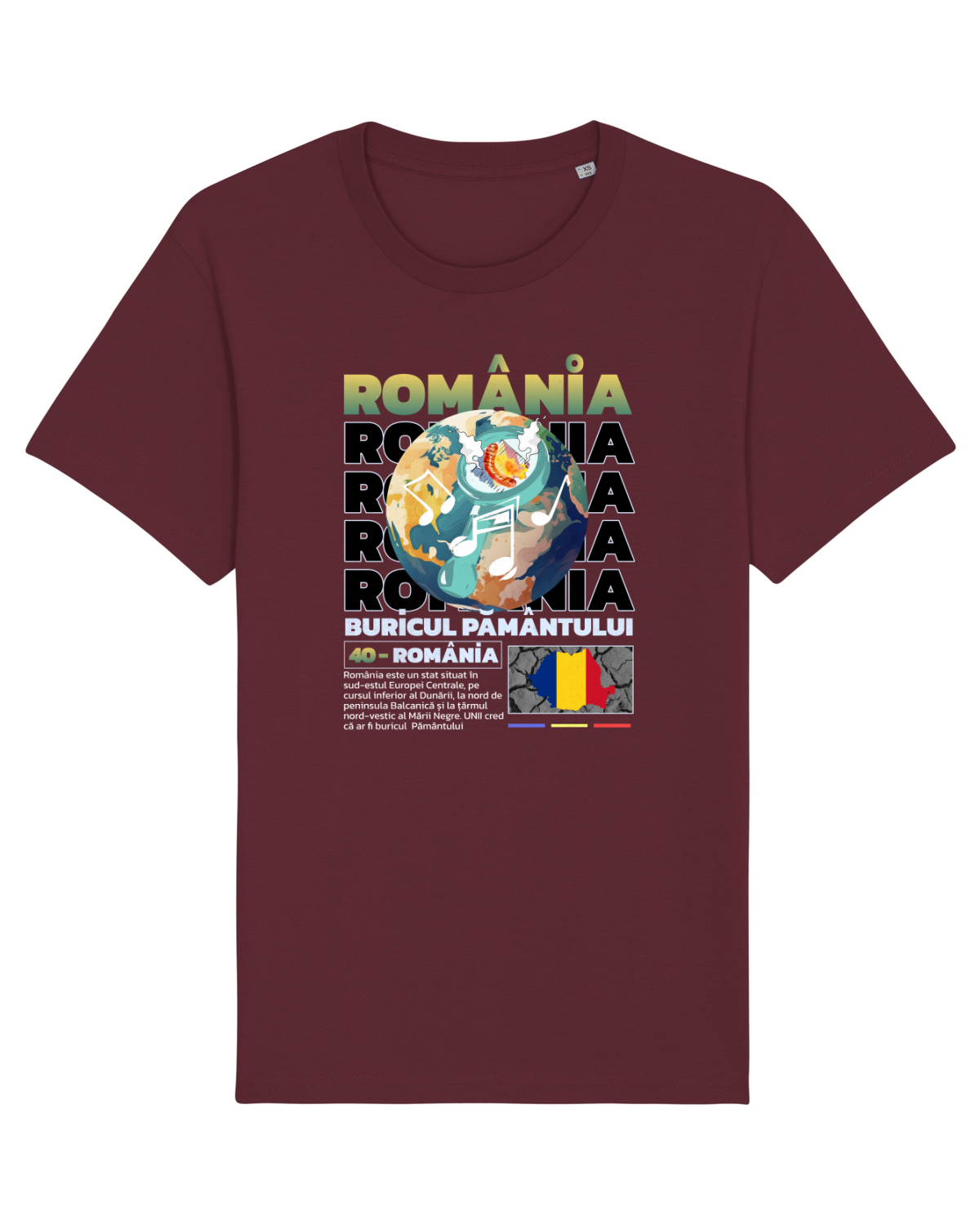 Tricou mânecă scurtă Unisex Rocker Burgundy