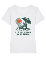 Tricou de vara cu pisici Tricou mânecă scurtă guler larg fitted Damă Expresser