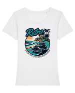Retro de vara -Inca ma tin balamalele Tricou mânecă scurtă guler larg fitted Damă Expresser