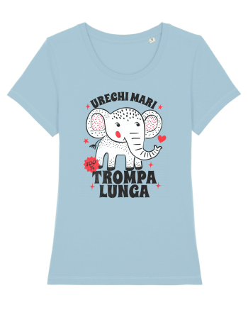 Tricou cu elefant - urechi mari, trompa lunga Sky Blue