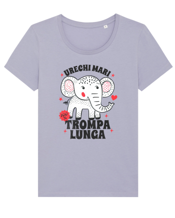 Tricou cu elefant - urechi mari, trompa lunga Lavender