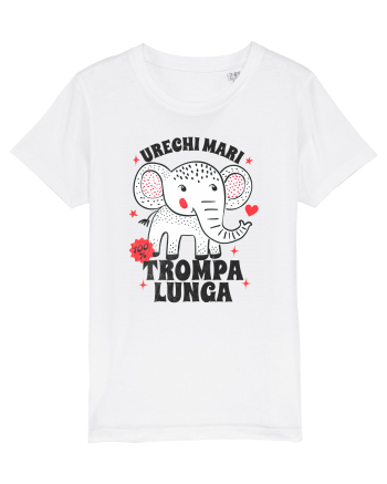 Tricou cu elefant - urechi mari, trompa lunga White