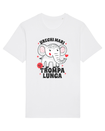 Tricou cu elefant - urechi mari, trompa lunga White