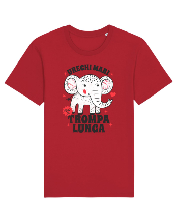 Tricou cu elefant - urechi mari, trompa lunga Red