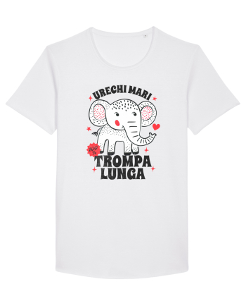 Tricou cu elefant - urechi mari, trompa lunga White