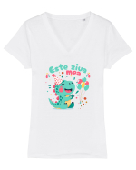 Dinozaur onomastica, zi de nastere - Este ziua mea Tricou mânecă scurtă guler V Damă Evoker