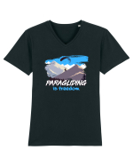 Paragliding is freedom Tricou mânecă scurtă guler V Bărbat Presenter
