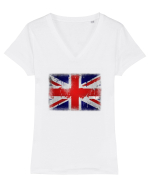UK flag Tricou mânecă scurtă guler V Damă Evoker