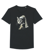 Pisica cu cercei de perla Tricou mânecă scurtă guler larg Bărbat Skater