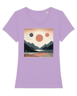 Natura munti soare si mare Tricou mânecă scurtă guler larg fitted Damă Expresser