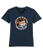 Halloween Pisica Curajoasa si Fantoma Speriata Tricou mânecă scurtă guler V Bărbat Presenter
