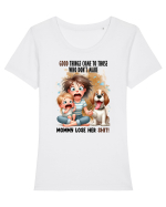 Good Things Come To Those Tricou mânecă scurtă guler larg fitted Damă Expresser