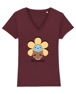 Floare Care Citește  Tricou mânecă scurtă guler V Damă Evoker