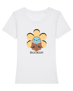 Floare Care Citește  Tricou mânecă scurtă guler larg fitted Damă Expresser