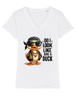 Do I Look Like Give A Duck Tricou mânecă scurtă guler V Damă Evoker