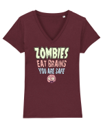 ZOMBIES EAT BRAINS, YOU ARE SAFE! :D Tricou mânecă scurtă guler V Damă Evoker