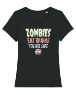 ZOMBIES EAT BRAINS, YOU ARE SAFE! :D Tricou mânecă scurtă guler larg fitted Damă Expresser