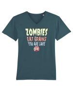 ZOMBIES EAT BRAINS, YOU ARE SAFE! :D Tricou mânecă scurtă guler V Bărbat Presenter