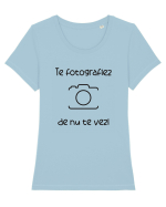 Te fotogragiez! Tricou mânecă scurtă guler larg fitted Damă Expresser