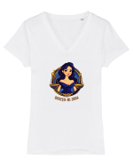 GHICESTE-MI ZODIA - BALANTA / LIBRA Tricou mânecă scurtă guler V Damă Evoker
