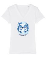 GHICESTE-MI ZODIA - PESTI / PISCES Tricou mânecă scurtă guler V Damă Evoker