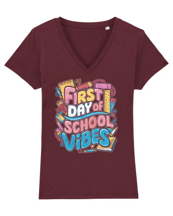 First Day of School Vibes Burgundy